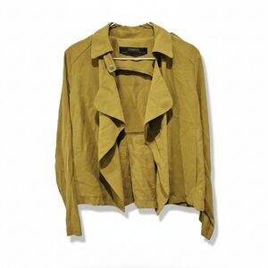 Zara Mustard Yellow Drape Front Open Jacket